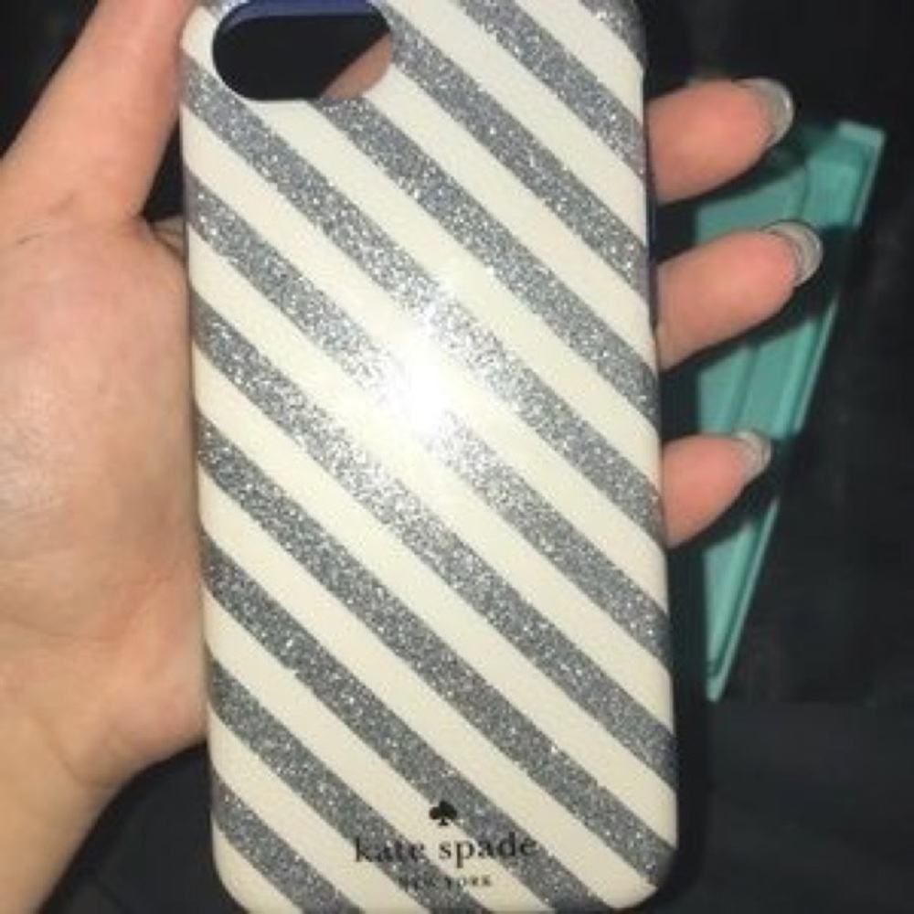 Kate Spade Glittery Silver and White Phone Case